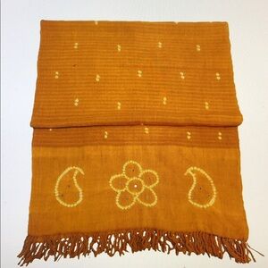 Elegant Orange Indian Scarf with Fringe